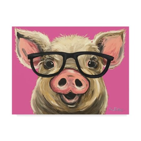 Trademark Fine Art Hippie Hound Studios 'Pig Posey Glasses Pink' Canvas Art, 18x24 ALI44041-C1824GG